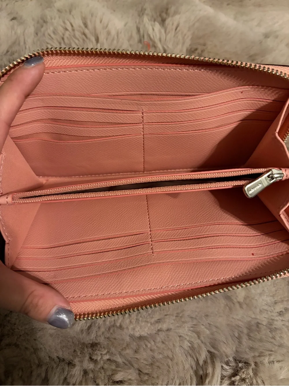 COACH Pink Pebbled Leather Wallet